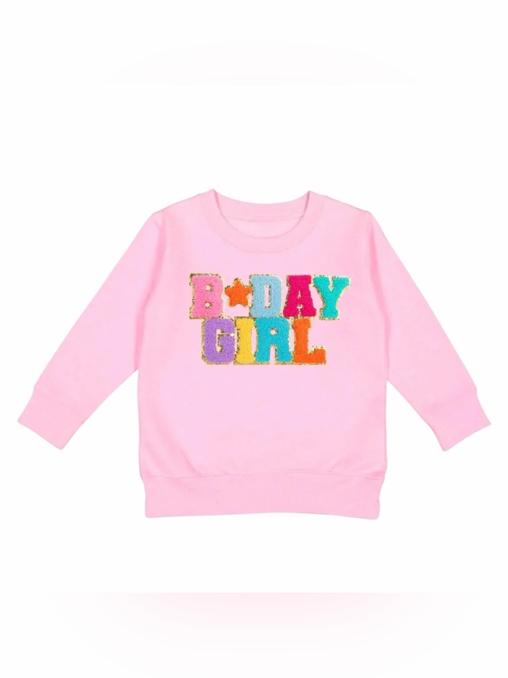 Girls' Pink B-Day Girl Crewneck Sweatshirt